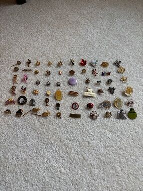 Lot of 60 small pins, great for resell NO PRECIOUS METALS